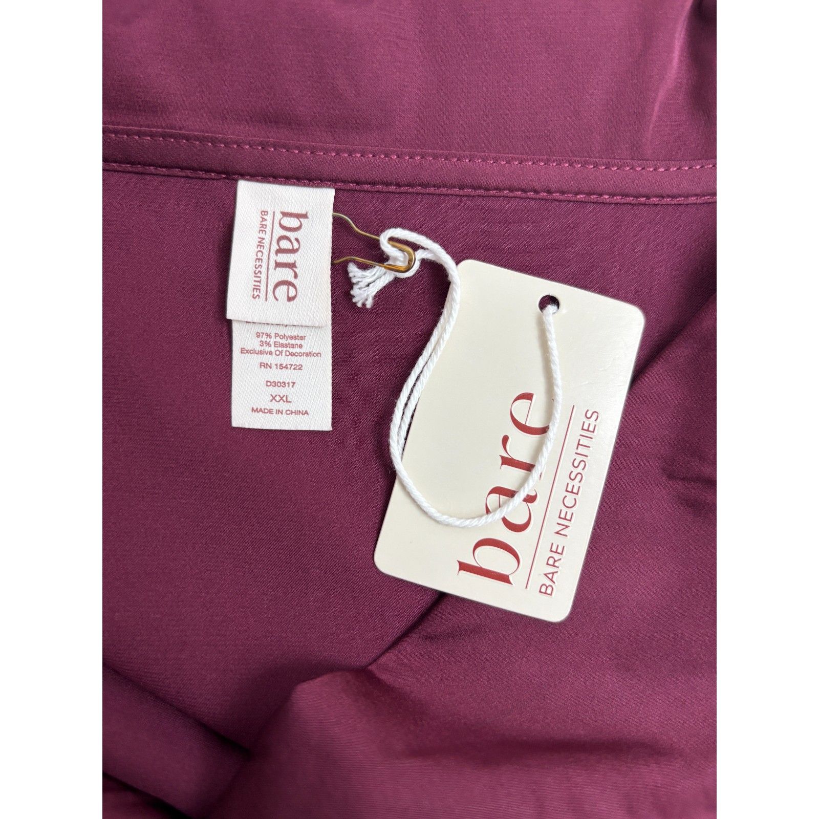 Bare Necessities Nwt Burgundy The Washed Satin Sleepshirt Pajamas Classy 2xl Xxl — image 7 of 8
